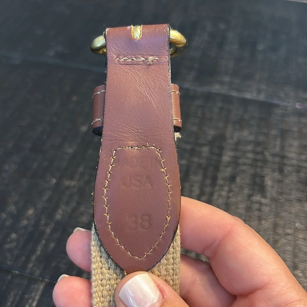 Zep-Pro Fish Canva Leather Brown Beige Coastal Belt size 38 - Picture 5 of 9